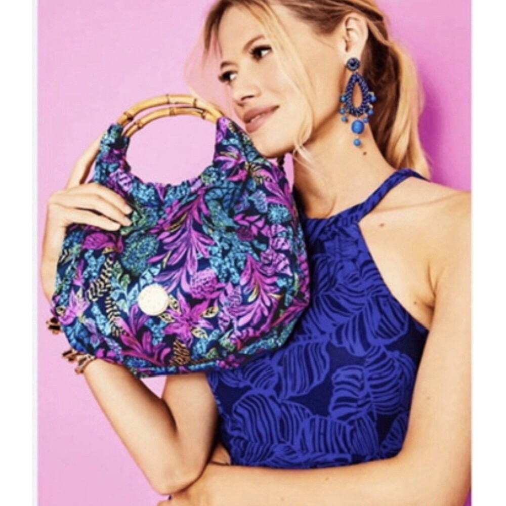 Lilly Pulitzer GWP Bamboo Bag Purse NEW Spring Summer Beach Travel Calypso coast